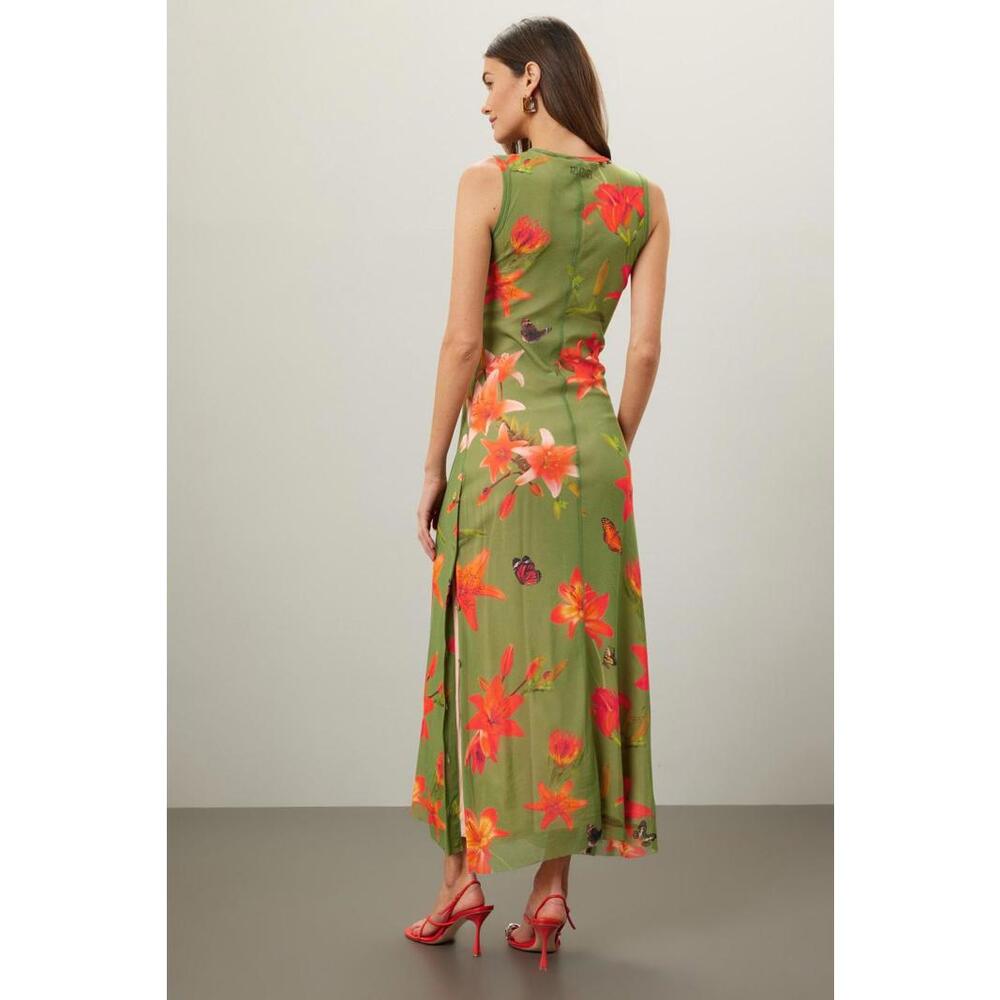 Fuzzi Abito Dress Size L Green with hole - Picture 2 of 8
